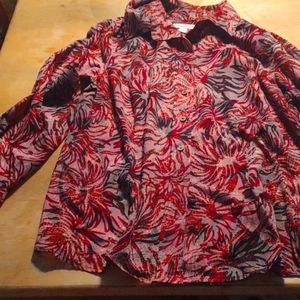 2 Coldwater creek button down shirts red is XL red and black size L